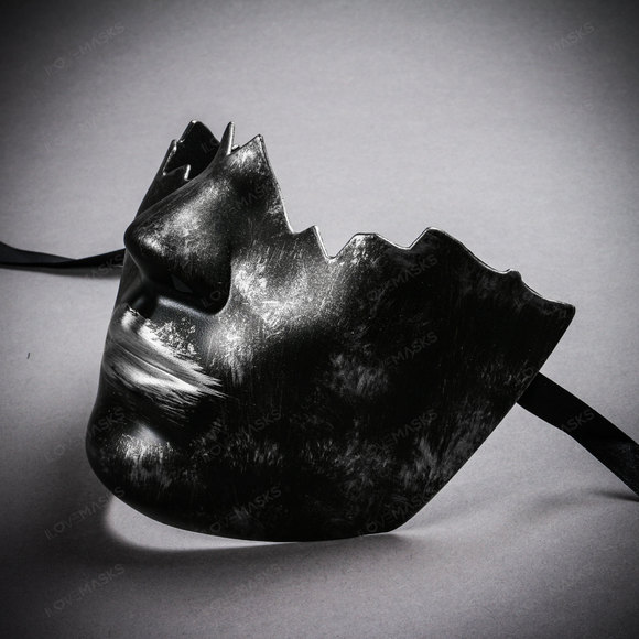 Unpainted Lower Half Face Costume Masks Masquerade - Black Silver - Picture 3 of 4